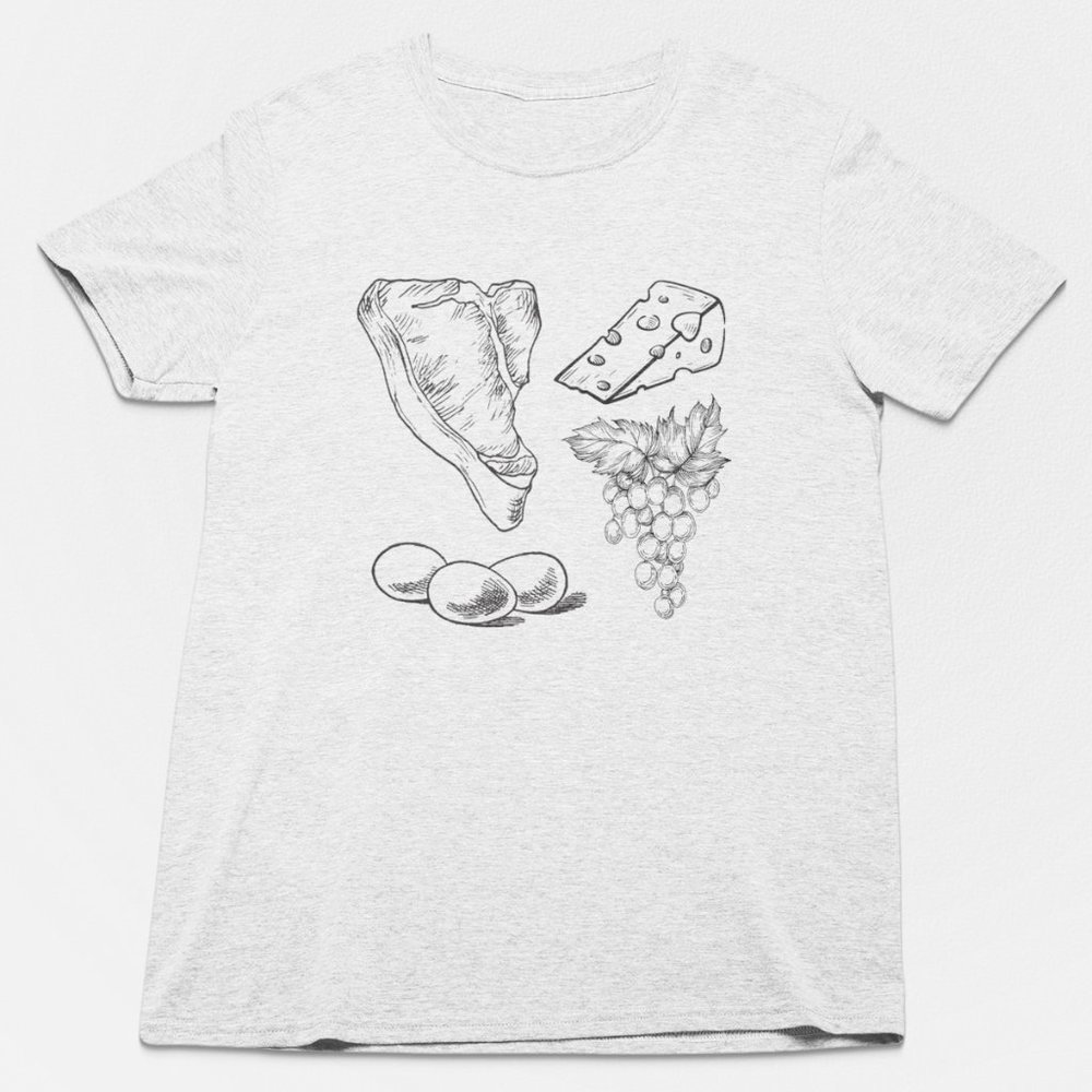 T-Bone Steak, Cheese, Eggs, Grape Shirt